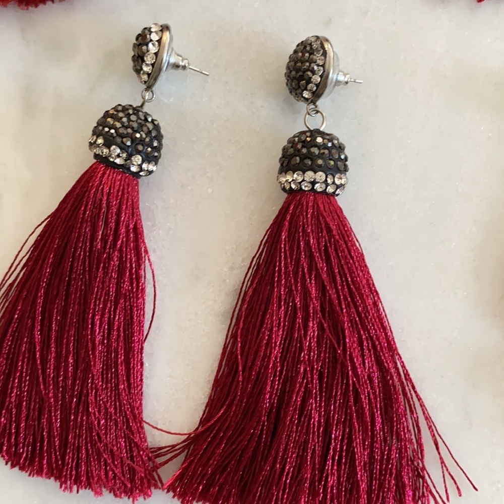 Red Fringe Tassel Earring Bundle - Picture 5 of 5